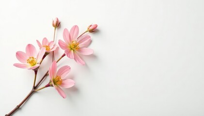Fototapeta premium Delicate, minimalist floral sprigs on white background, simple pattern, floral