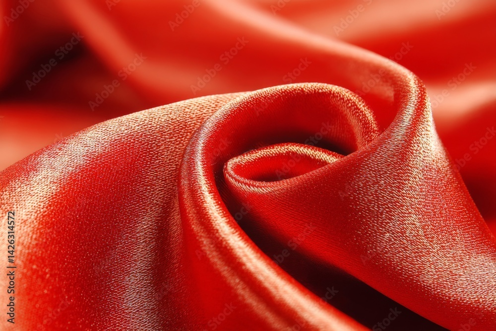 Poster rich red silk fabric draped elegantly showing texture and sheen in soft lighting