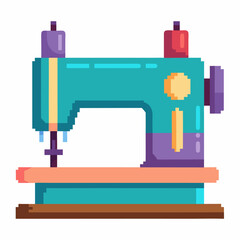 Pixel Art Sewing Machine Illustration   Colorful Retro Digital Artwork