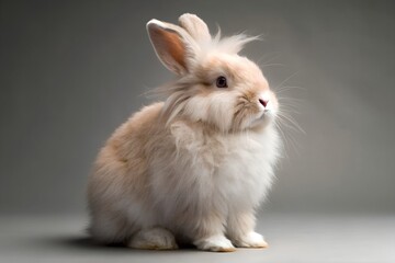 Obraz premium angora rabbit photo studio with grey background