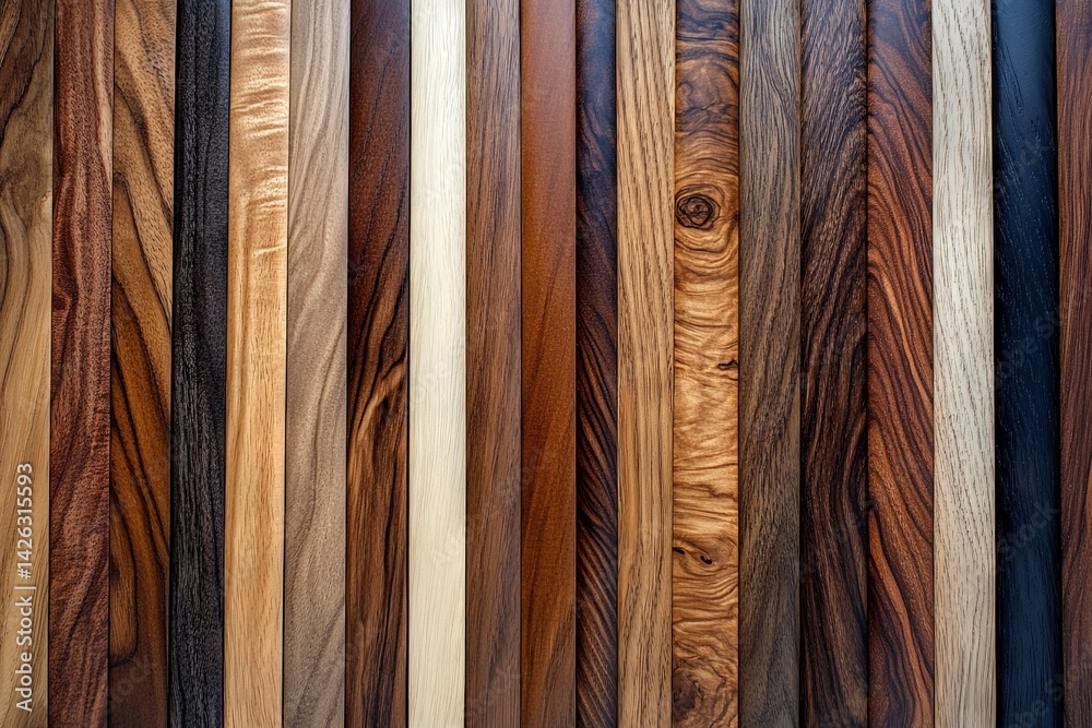 Leinwandbilder various types of polished wooden planks showcasing unique grain patterns and colors in a collection