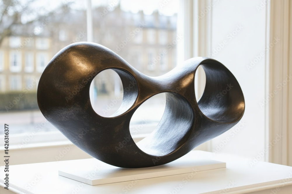Fototapete abstract sculpture displayed indoors with natural light enhancing its curves and forms in a gallery 