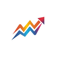 A colorful upward arrow symbolizing growth and progress, set against a clean background, ideal for business and financial themes , isolated on white or transparent png