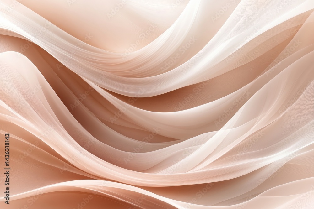 Poster gentle waves of soft beige and cream fabric flowing gracefully in an abstract composition evoking ca