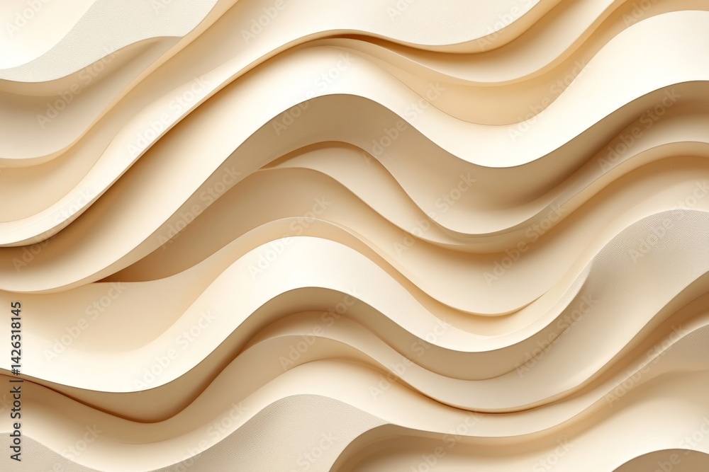 Poster Textured waves in soft beige tones create a soothing and modern backdrop for artistic design