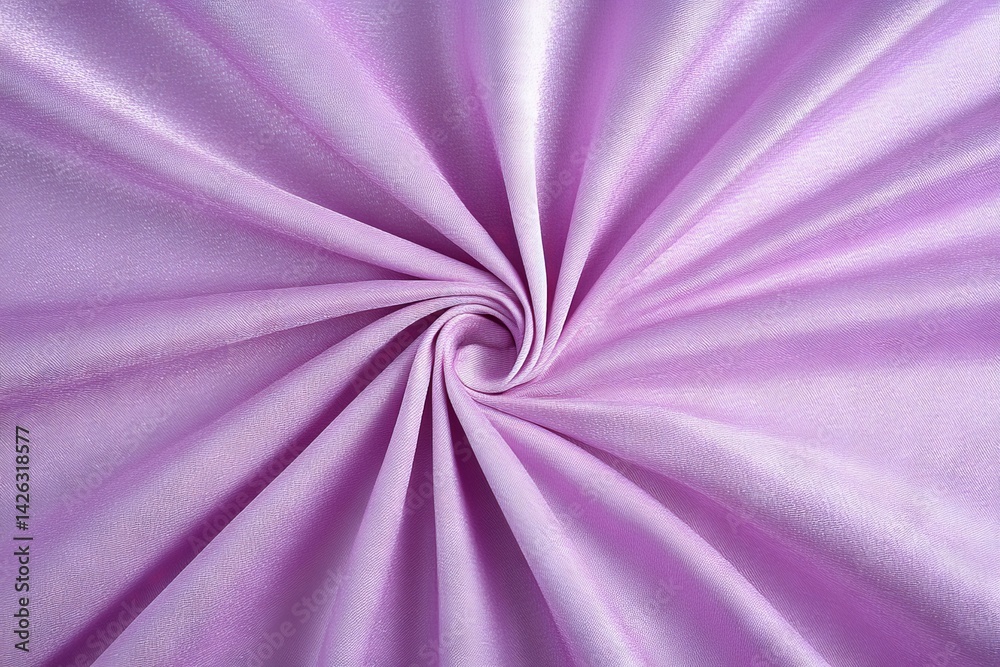 Poster Soft lavender fabric swirling in a circular pattern on a light background creating a calming visual effect