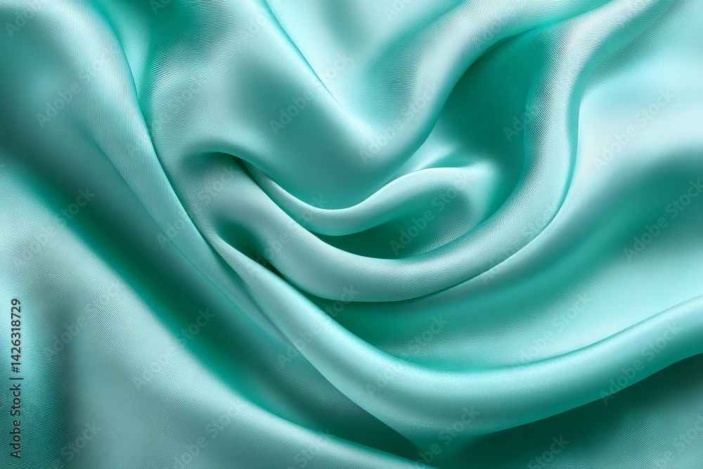 Poster smooth mint green fabric draped elegantly showcasing its glossy texture and gentle waves