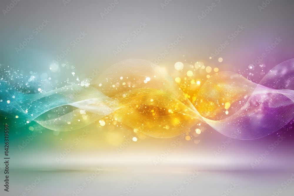 Poster Colorful waves of light create a mesmerizing abstract pattern suitable for backgrounds and digital design projects
