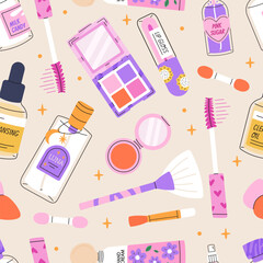 Decorative cosmetics seamless pattern