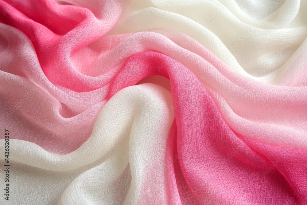 Poster soft pink and white fabric draped elegantly with gentle waves and textures