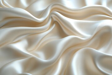 Fototapeta premium Elegant cream satin fabric draping softly on a flat surface highlighting its smooth texture and luxurious sheen