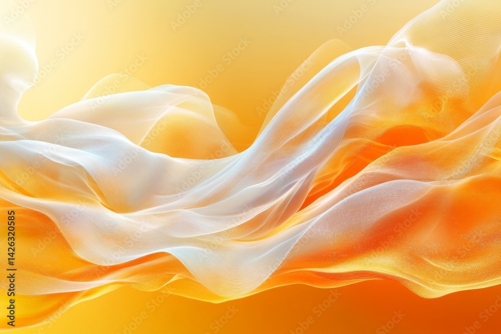 Leinwandbilder Dynamic waves of fabric in warm hues create an ethereal effect against a glowing background