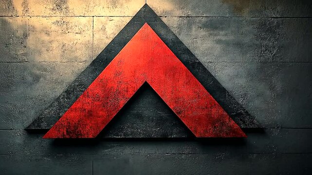 Red grunge triangle wall art design