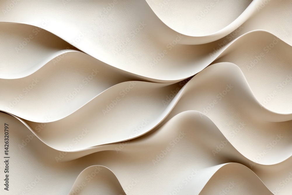 Poster elegant waves of textured material create a soothing, modern aesthetic in a light beige color scheme