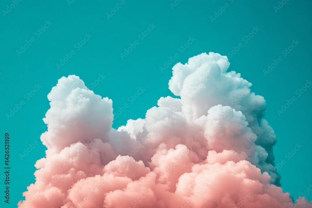 Aufkleber vibrant pink and white clouds against a clear blue sky creating an enchanting atmosphere during a su