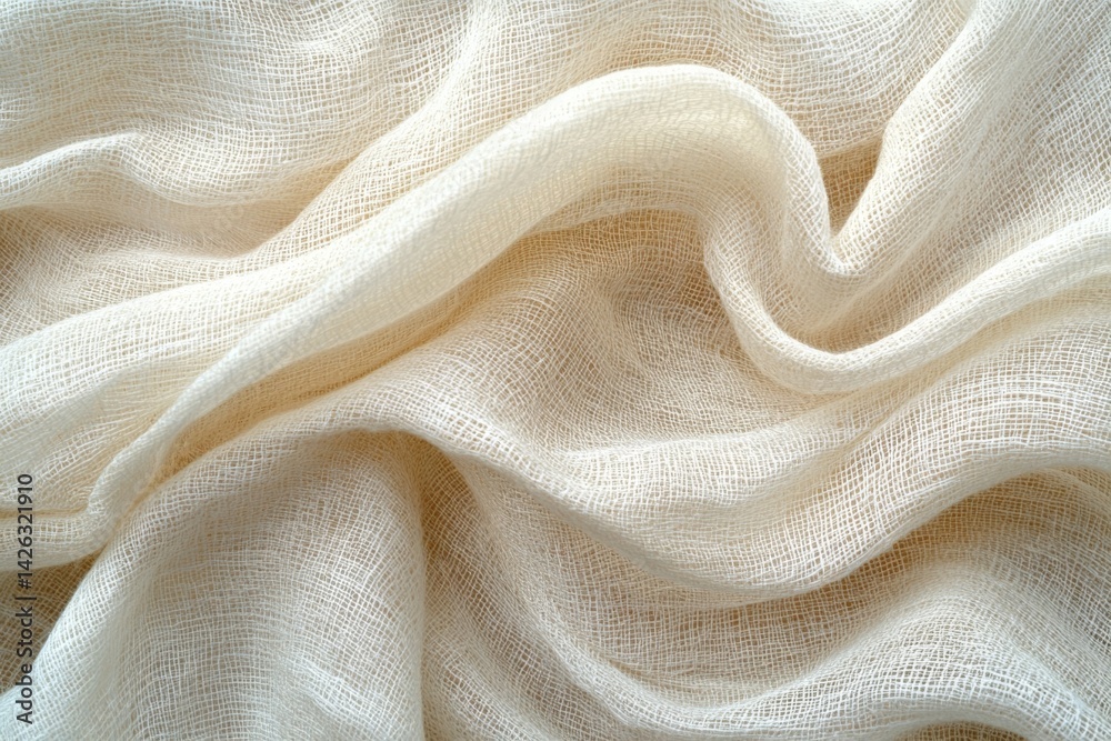 Poster soft white fabric draping elegantly in natural light highlighting its texture and movement