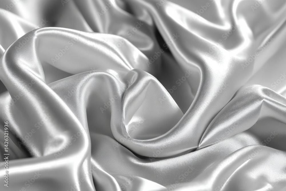 Aufkleber Elegant white satin fabric draping in soft folds capturing light in a subtle, luxurious texture
