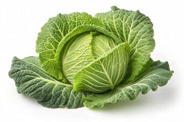 Obraz premium Fresh Ripe Cabbage Vegetable Isolated on White Background 