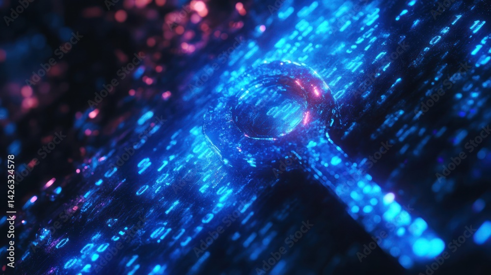 Poster abstract binary code magnifying glass