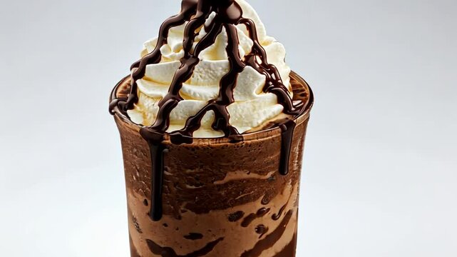 Indulge in this decadent Chocolate Mocha Frappe, topped with whipped cream and chocolate syrup. A delightful treat for chocolate lovers!