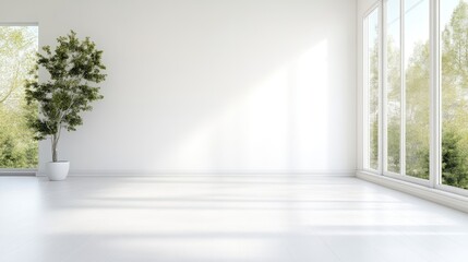 Obraz premium Bright, empty room with large windows