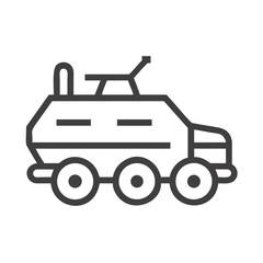 Futuristic Six-Wheeled Vehicle Icon on Black Background, Minimalist Design