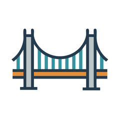 Modern Bridge Icon: Infrastructure, Architecture, and Transportation Design on a Black Background