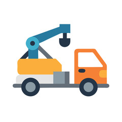 Cartoon Crane Truck on Black Background - Construction and Heavy Machinery