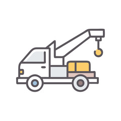 Vector Illustration of a Tow Truck, Isolated on Black Background
