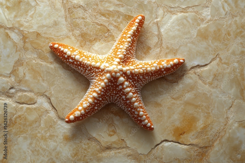 Poster colorful starfish resting on a textured surface in a natural setting
