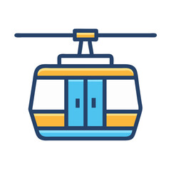 Stylized Gondola Vector Illustration: Mountain Transportation, Travel and Tourism Icon