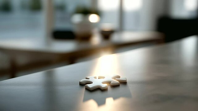 The last puzzle piece shining on a desk representing knowledge gaps