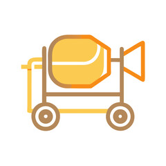Cement Mixer Icon on Black Background: Construction, Building and Industrial Equipment