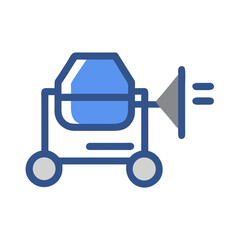 Illustration of a Blue Cement Mixer on a Black Background