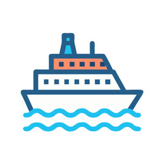 Obraz premium Cruise Ship Vector Icon: Ocean Transportation, Vacation and Maritime Travel