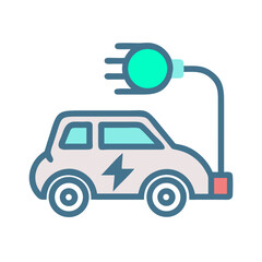 Electric Car Charging Icon, Sustainable Transportation, Green Energy Concept Design