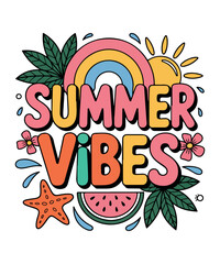 Obraz premium Summer Vibes Design with Rainbow