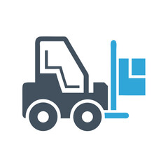 Forklift Truck Lifting Box Icon - Industrial Logistics and Warehouse Theme
