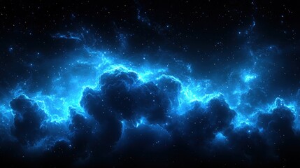 Obraz premium Celestial Nebula: A Symphony of Blue
