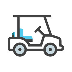 Modern and Minimalist Icon of a Golf Cart on Black Background