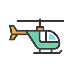 Colorful Cartoon Helicopter Icon on Black Background