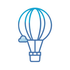 Obraz premium Blue Hot Air Balloon Icon with Cloud on Black Background
