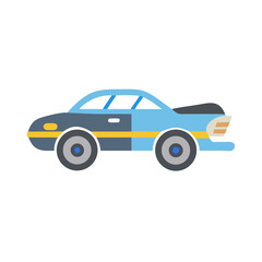 Stylized Vector Car Illustration: Flat Design on Black Background
