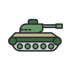 Vector Tank Icon Illustration - Military Vehicle, Army, and Defense