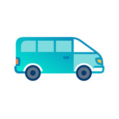 Cartoon Blue Minivan: Family Vehicle Vector Illustration on Black Background