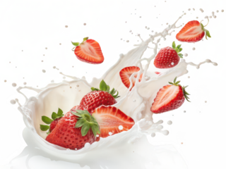 Strawberry milk splash png beverage effect png abstract fruit drink png white background image