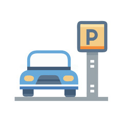 Car Parking Spot: Icon Illustration of Vehicle and Parking Sign
