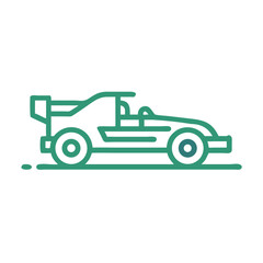 Minimalist Racing Car Icon Vector Illustration on Black Background