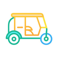 Colorful Auto Rickshaw Illustration: Tuk-Tuk Vector Graphic on Black Background