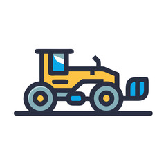 Illustration of a Road Roller: Construction Vehicle, Heavy Equipment, Compaction